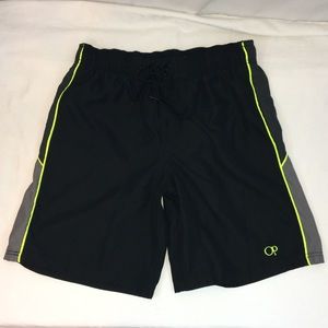 Mens OP Swim Shorts Trunks Black Lined Medium